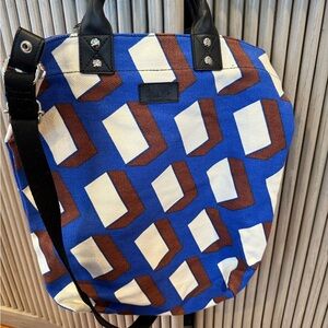 Diane Von Furstenberg Blue and Brown Crossbody tote Bag